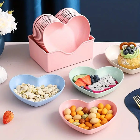 Heart-Shaped 20 Pcs Set of Dish Plates with Free 2 Pcs Holders (20 Heart Plates + 2 Holders)