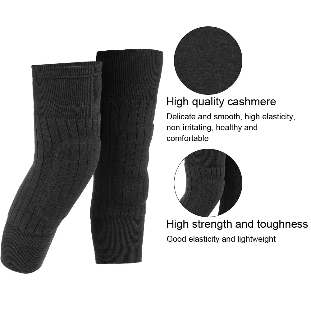 2 Pcs Warm Wool Knee Pads Super Elastic Knees Sleeves Support Protector