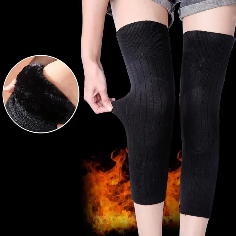 2 Pcs Warm Wool Knee Pads Super Elastic Knees Sleeves Support Protector